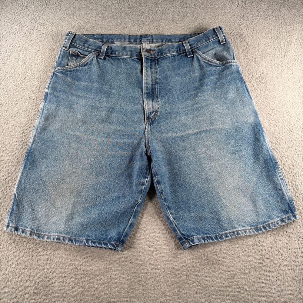 Dickies Carpenter Shorts Men 38x10 Denim Light Blue Utility Workwear Hammer loop